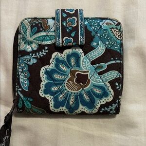 Vera Bradley Teal and Brown Floral Wallet